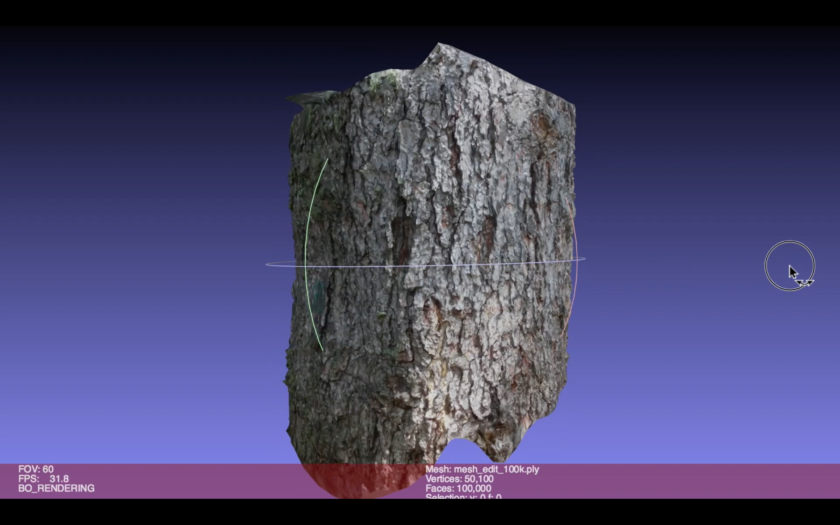 The final tree bark textured 3D printed ring design from a photo scan with a phone and how to 3D design it